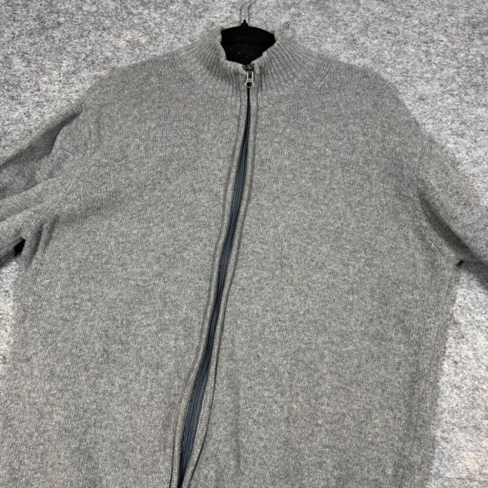 Lorenzo Magni Men's Gray Wool Zip Cardigan Sweater Jacket Made in Italy Size L